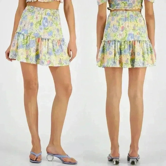 Bar III Elastic Waist Printed Ruffled Pull-On Mini Skirt Size XS - Picture 1 of 13